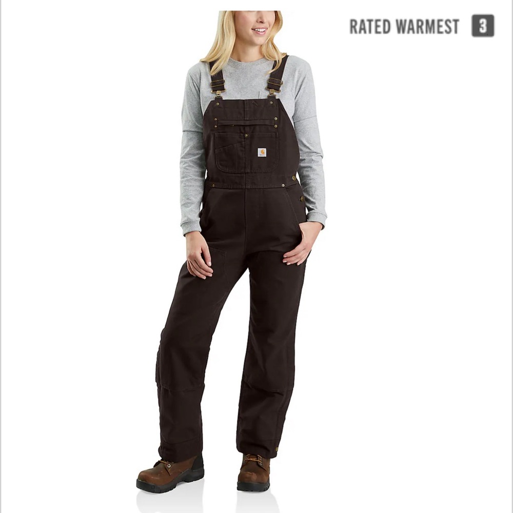 CARHARTT WOMEN'S INSULATED BIBS - RELAXED FIT - WASHED DUCK - 3 WARMEST RATING